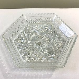 Vintage Anchor Hocking Clear Glass Trinket Dish Hexagon Serving Plate Wexford